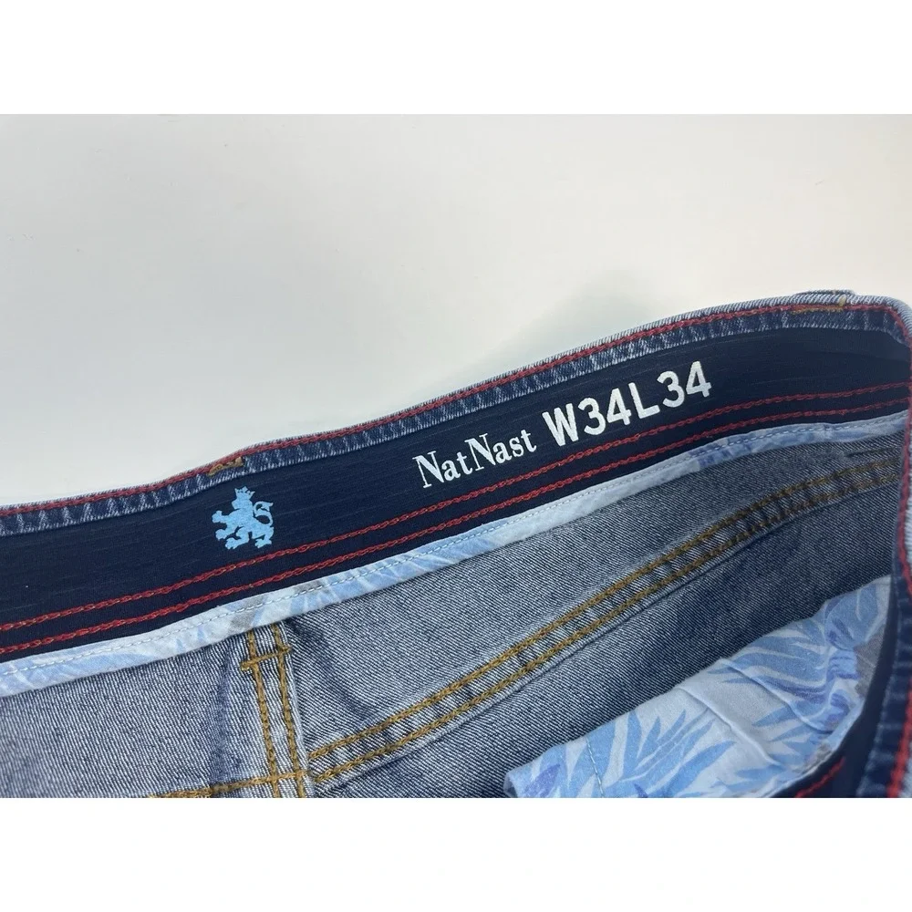 Nat Nast Luxury Originals Denim Straight Leg Stretch Blue Jeans Mens 34x33
